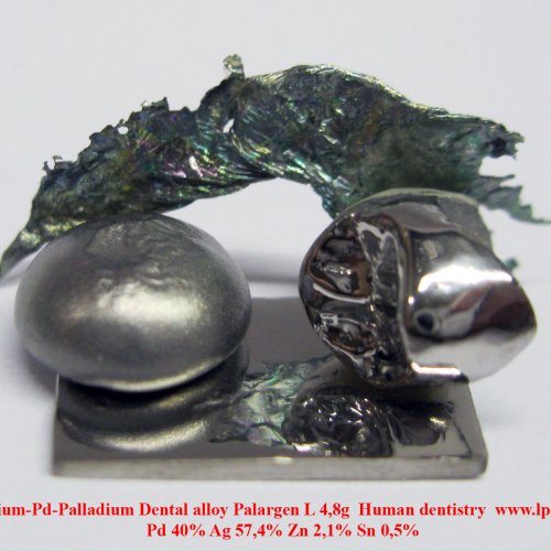 Palladium-Pd-Palladium Dental alloy Palargen L 4,8g Human dentistry Pd 40% Ag 57,4% Zn 2,1% Sn 0,5% 