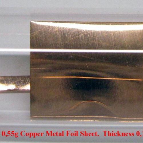 Měď - Cu - Cuprum 3N 0,55g Copper Metal Foil Sheet.  Thickness 0,1mm.jpg