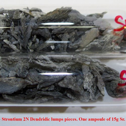 Stroncium - Sr - Strontium 2N Dendridic lumps pieces. One ampoule of 15g Sr..jpg