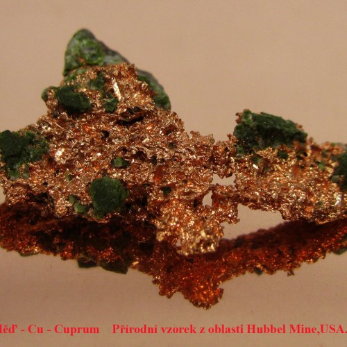 Měď - Cu - Cuprum  Crystal druse of native copper-Hubbel Mine -USA.