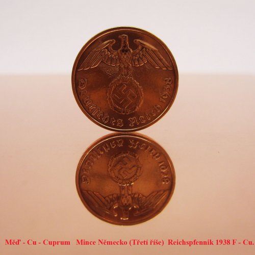 Měď - Cu - Cuprum   Coin of Germany Reichspfennik 1938 F - Cu