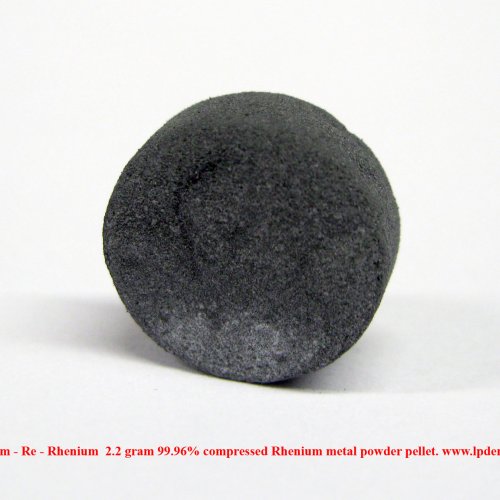Rhenium - Re - Rhenium  2.2 gram 99.96% compressed Rhenium metal powder pellet..jpg