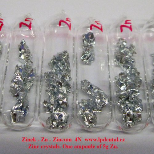 Zinek-Zn-Zincum Zinc crystals. One ampoule of 5g Zn..jpg