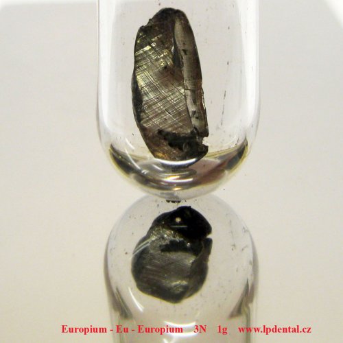 Europium - Eu - Europium  Metal machined piece with oxide-free sufrace.