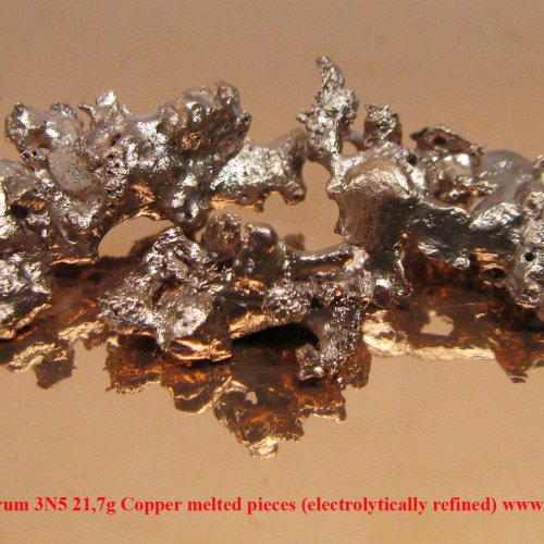 Měď-Cu-Cuprum 3N5 21,7g Copper melted pieces (electrolytically refined).jpg