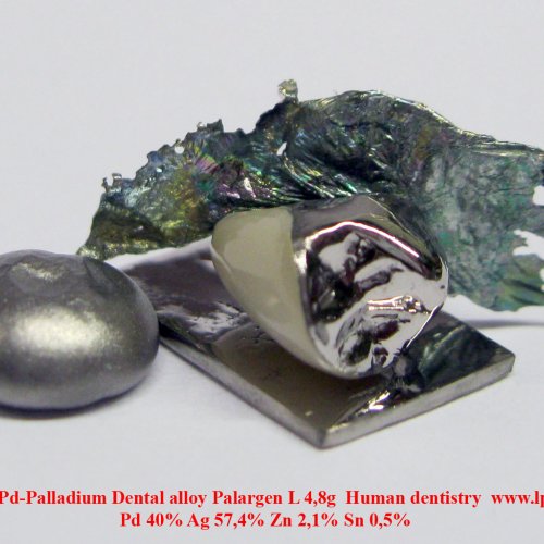 Palladium-Pd-Palladium Dental alloy Palargen L 4,8g Human dentistry Pd 40% Ag 57,4% Zn 2,1% Sn 0,5% 