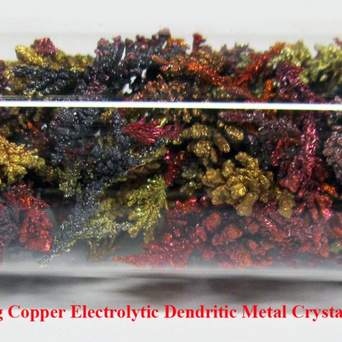 Měď - Cu - Cuprum 3N5 13g Copper Electrolytic Dendritic Metal Crystals Colored..jpg