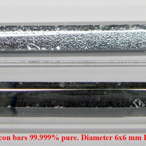 Křemík-Si-Silicium 5N 9,6g Silicon bars 99.999% pure. Diameter 6x6 mm Length 58mm.jpg