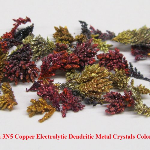 Měď - Cu - Cuprum 3N5 Copper Electrolytic Dendritic Metal Crystals Colored. 5.jpg