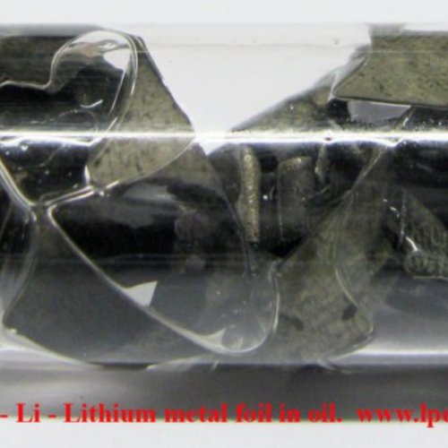 Lithium - Li - Lithium metal foil in oil with oxide surface.