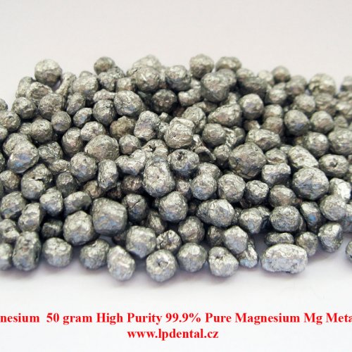 Hořčík - Mg - Magnesium  50 gram High Purity 99.9% Pure Magnesium Mg Metal Granular Beads.jpg