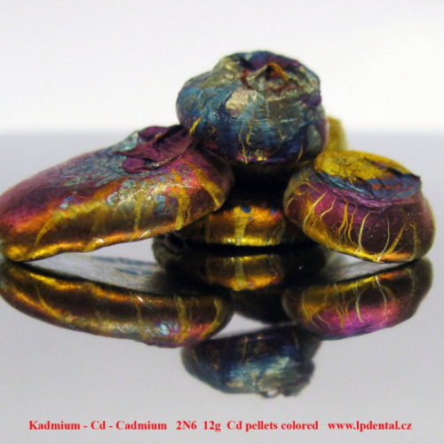 Kadmium - Cd - Cadmium 2N6 12g Cd pellets colored.png