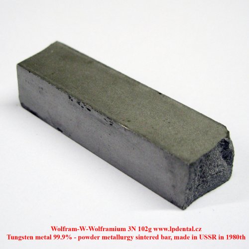 Wolfram-W-Wolframium 3N 102g Tungsten metal 99.9% powder metallurgy sintered bar, made in USSR in 19