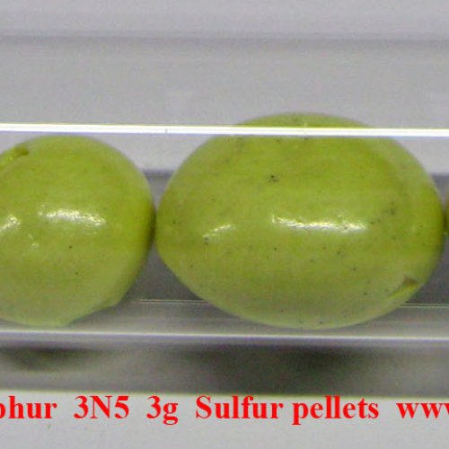 Síra - S - Sulphur  3N5  3g  Sulfur pellets.jpg